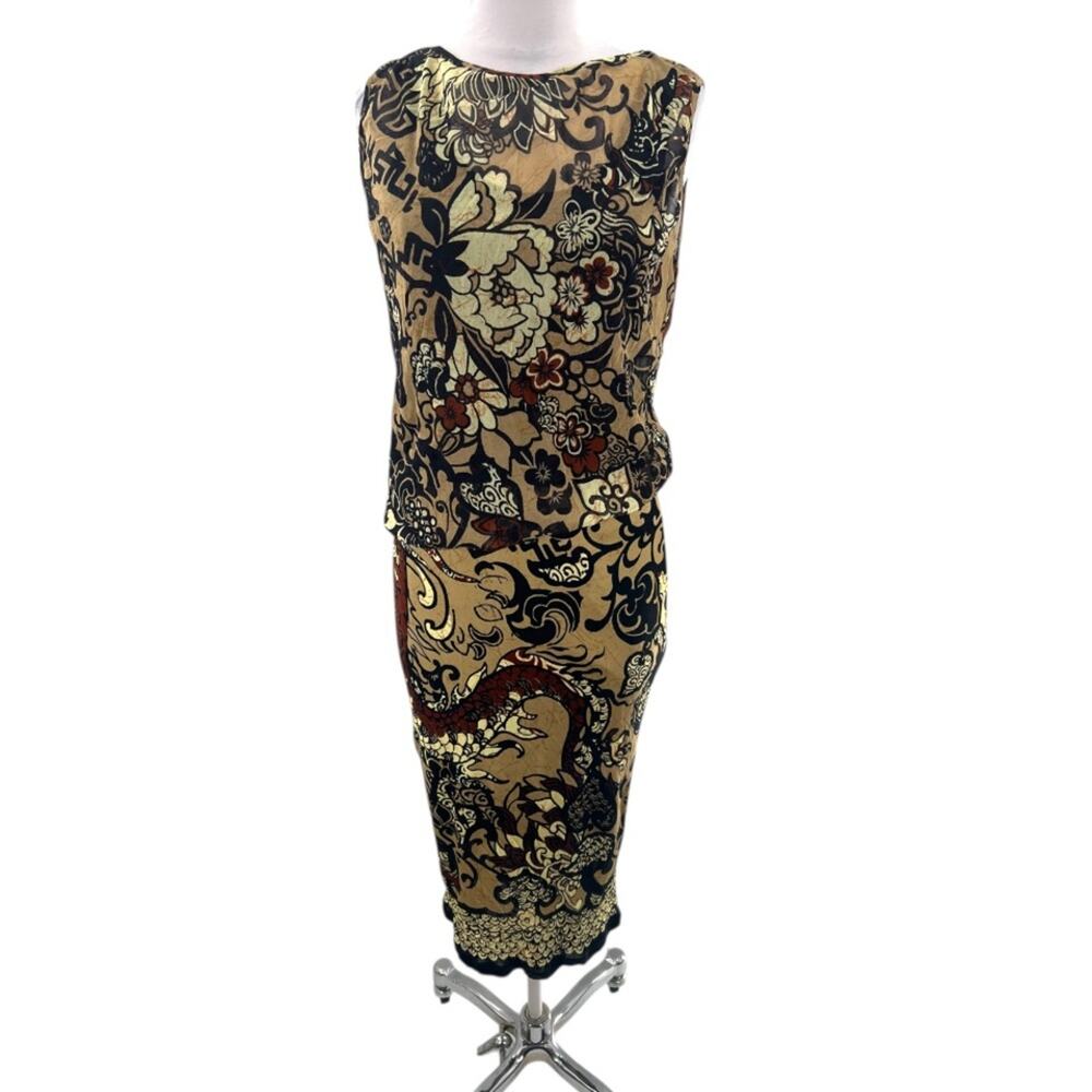 Fuzzi Jean Paul Gaultier mesh draped midi dress sz M Y2K